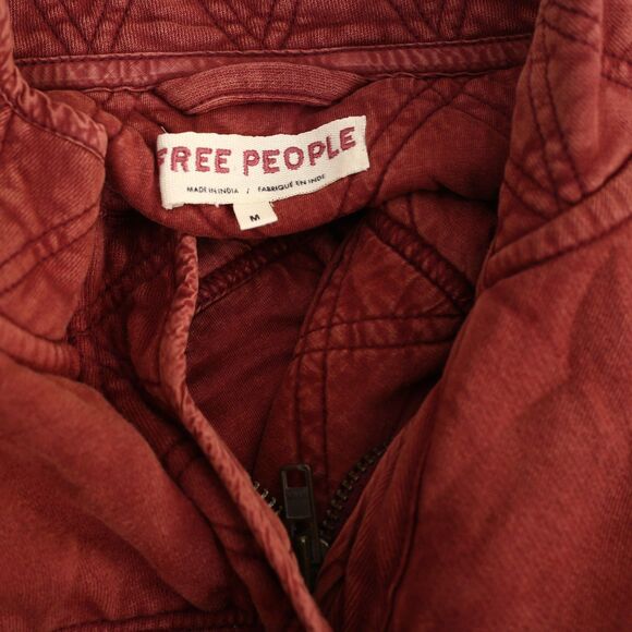 Free People Juno Quilted Jacket Top Bomber Oversized Buttondown Cotton M 284211 - Picture 10 of 10